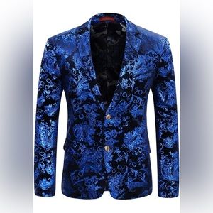 Cloudstyle Men's Dress Floral Suit Notched Slim Fit Stylish Blazer Suit NWT